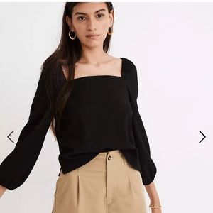 Madewell Crepe Square Neck Puff Sleeve Top